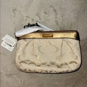 COACH Signature Metallic Leather Wristlet
